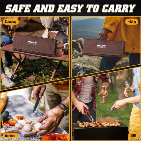 Huusk wood handle ergonomic design reduces fatigue during long prep.