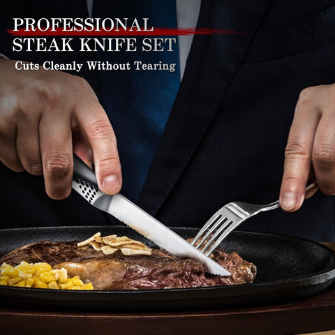 Prime rib slicing with Huusk serrated knives for effortless cuts.