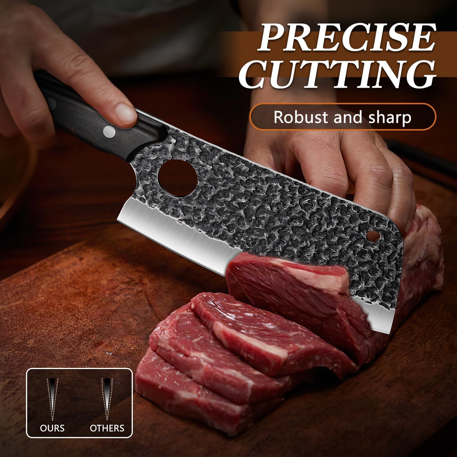 Huusk razor-sharp blades close-up highlighting durable steel and edge retention