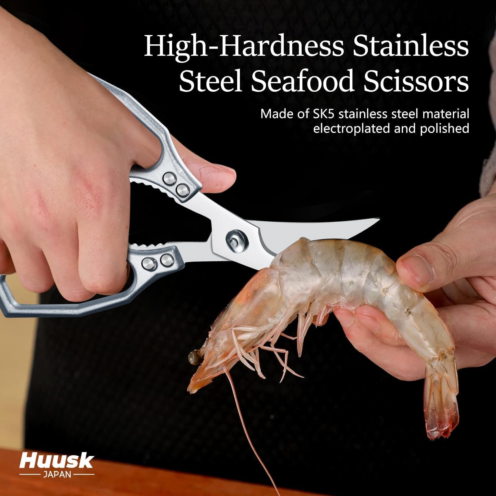 Huusk seafood scissors ergonomic-handle for comfortable grip and reduced strain