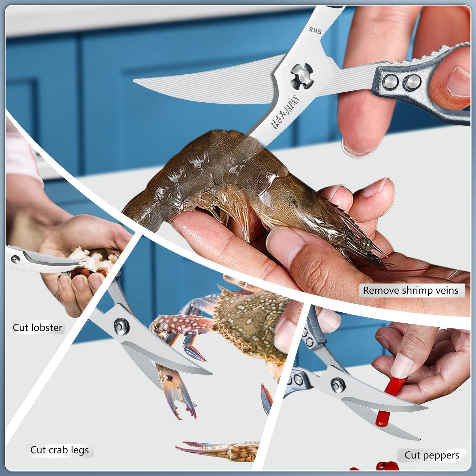 Huusk seafood scissors precision-pivot providing stable, wobble-free cuts