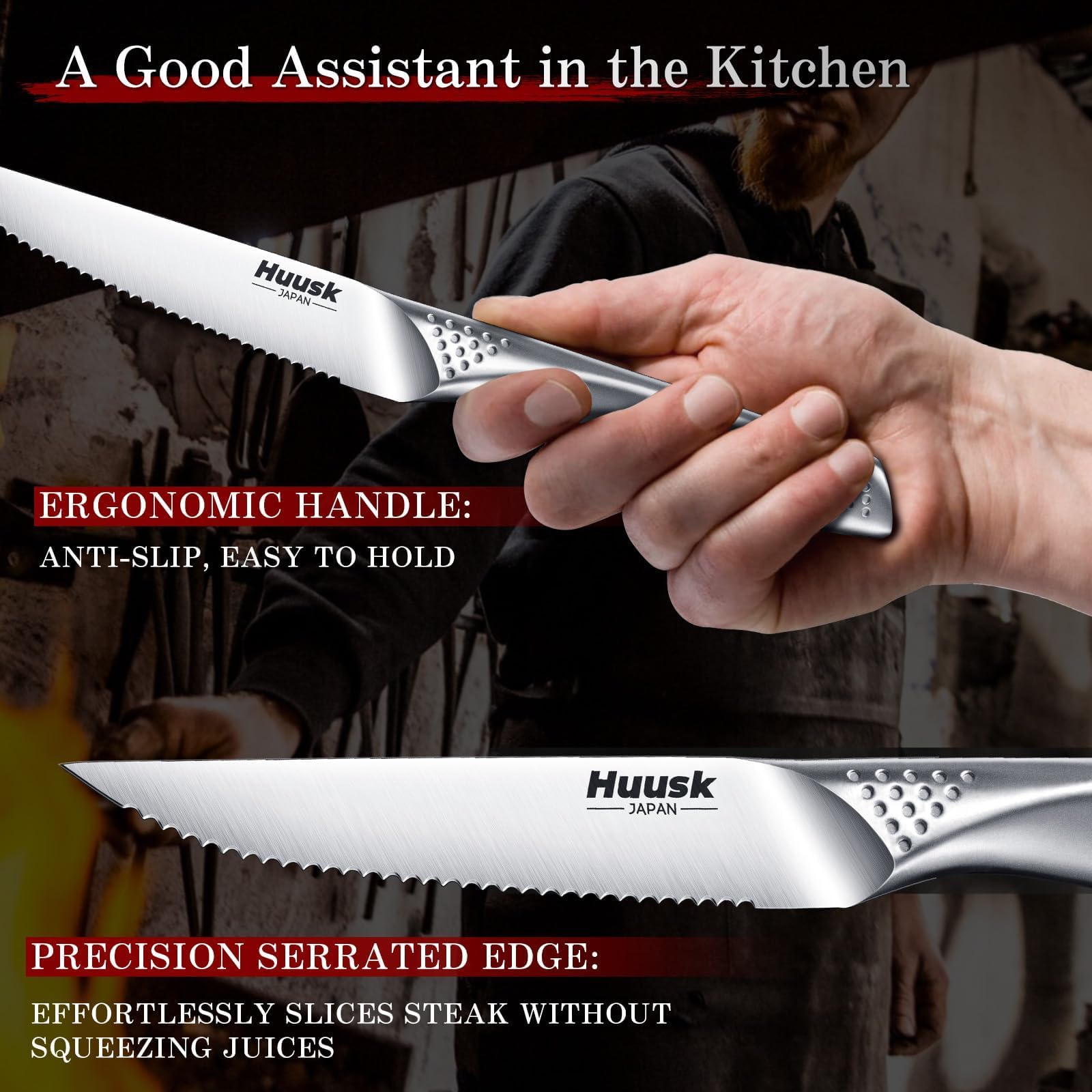 Huusk ergonomic handle detail showing comfortable grip