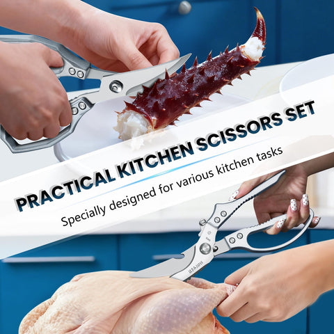 Huusk seafood scissors cracking crab shells with curved blades for precise splits