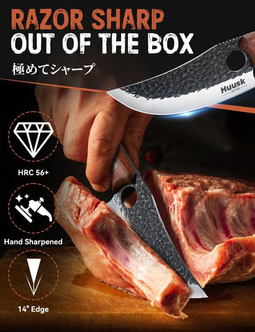 Huusk Viking Knife ergonomic handle offers a comfortable, secure grip during long prep