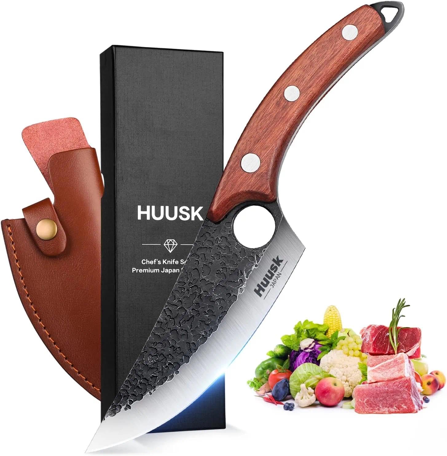 Huusk Viking Knife hand-forged blade close-up for precise cutting