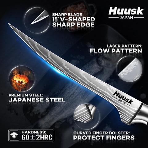 Huusk wood handle provides ergonomic comfort for long prep sessions.