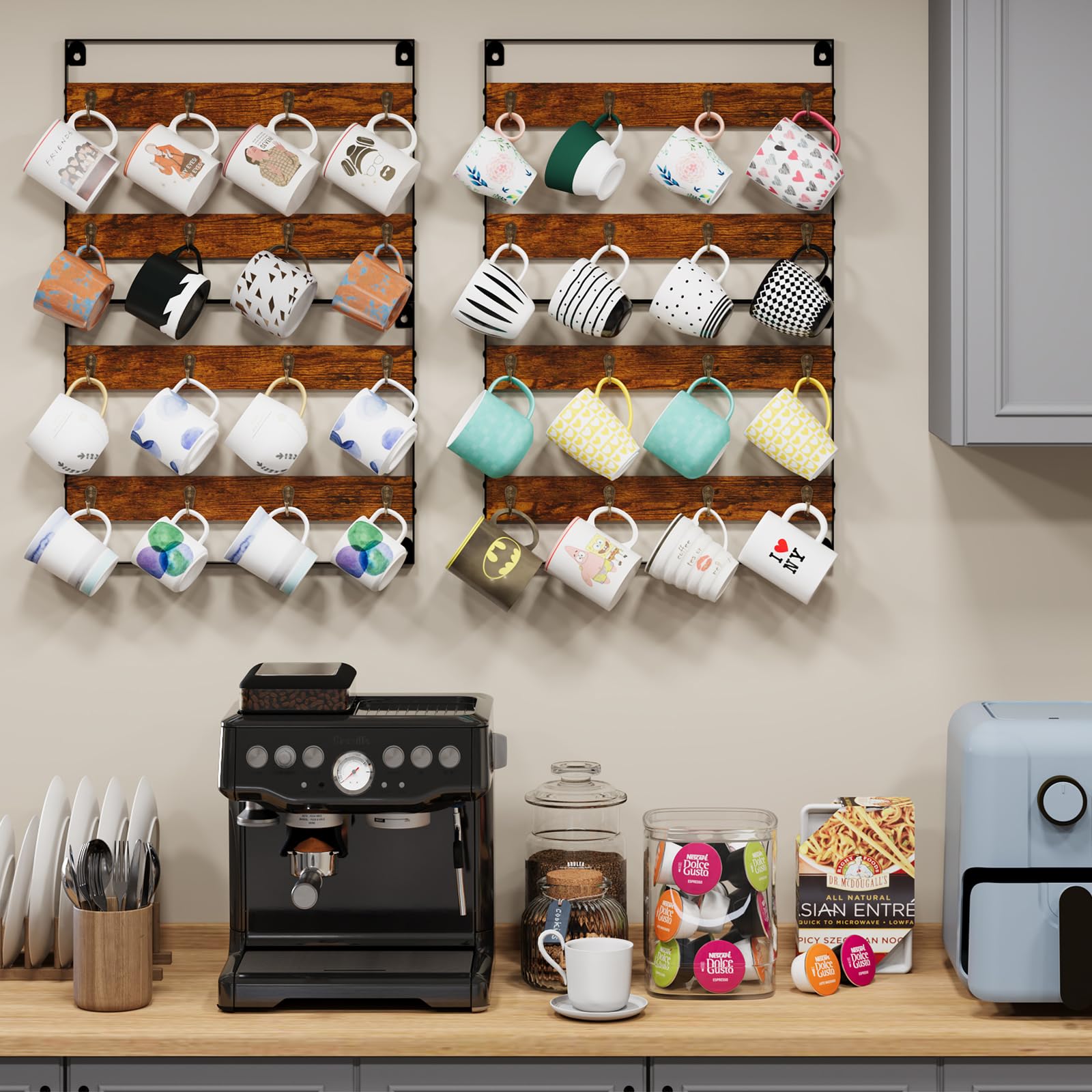Huxitocan 4-pack shelf system for flexible kitchen setup.