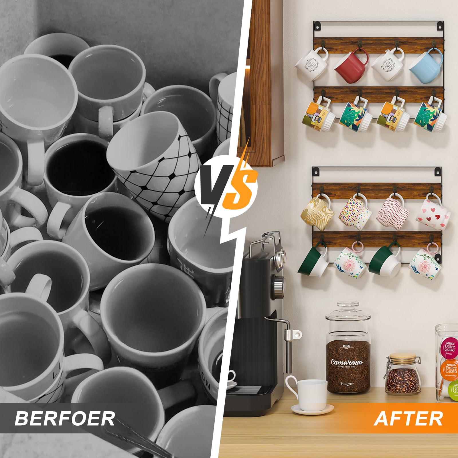 Huxitocan mug storage fits various cup sizes for everyday use.