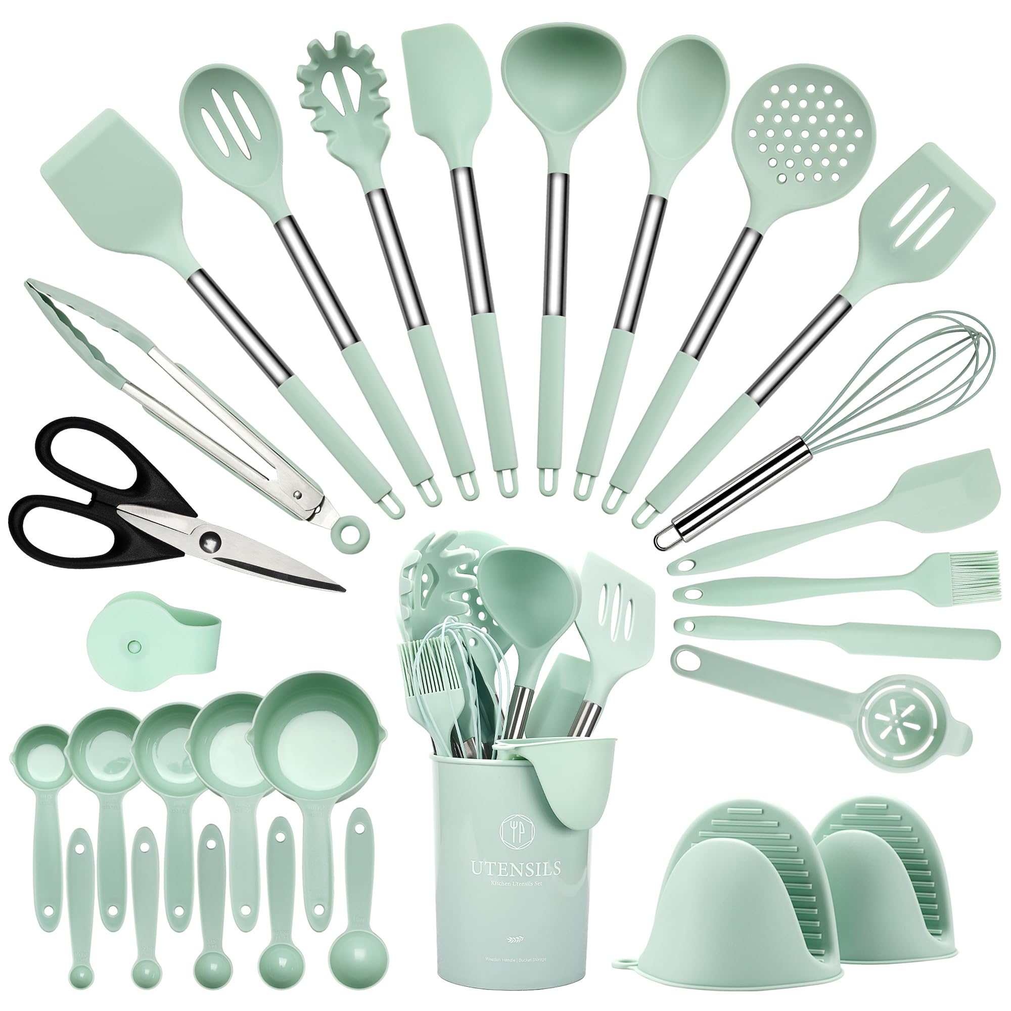Hvygss 28-piece utensil set overview showing versatile tools for daily cooking tasks