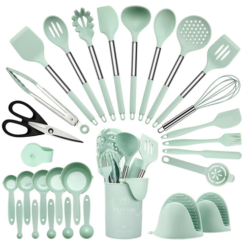 Hvygss 28-piece utensil set overview showing versatile tools for daily cooking tasks