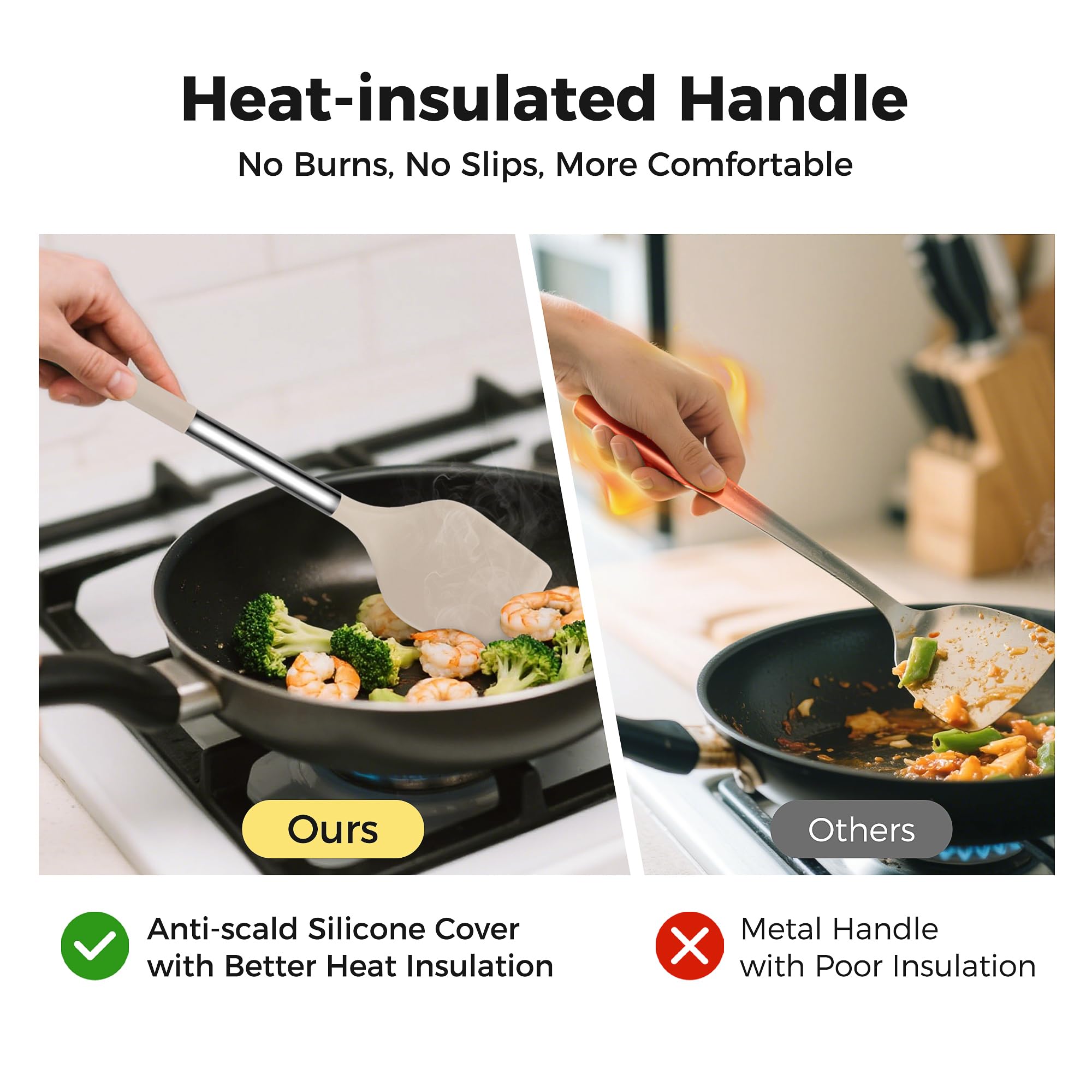 Hvygss anti-scald stainless steel handle design for safer cooking.