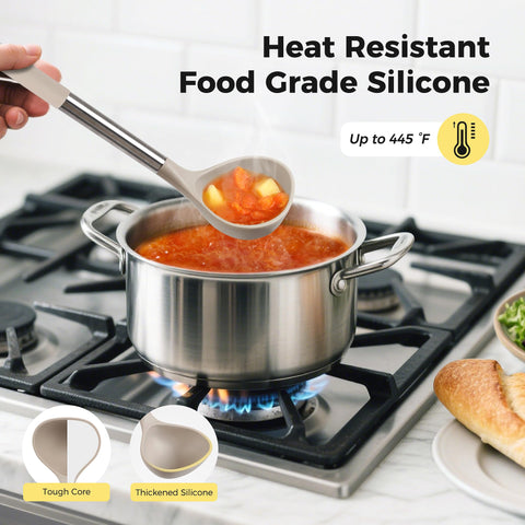 Hvygss silicone spatula and turner set in khaki, heat resistant.
