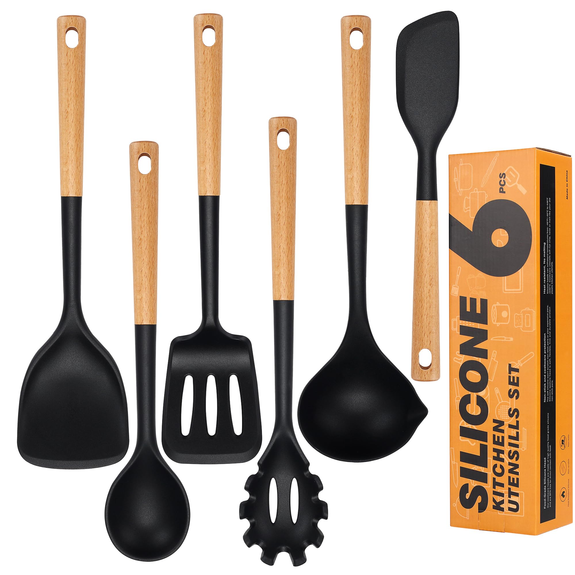 Hvygss silicone spatula from the set; ideal for non-stick cooking.