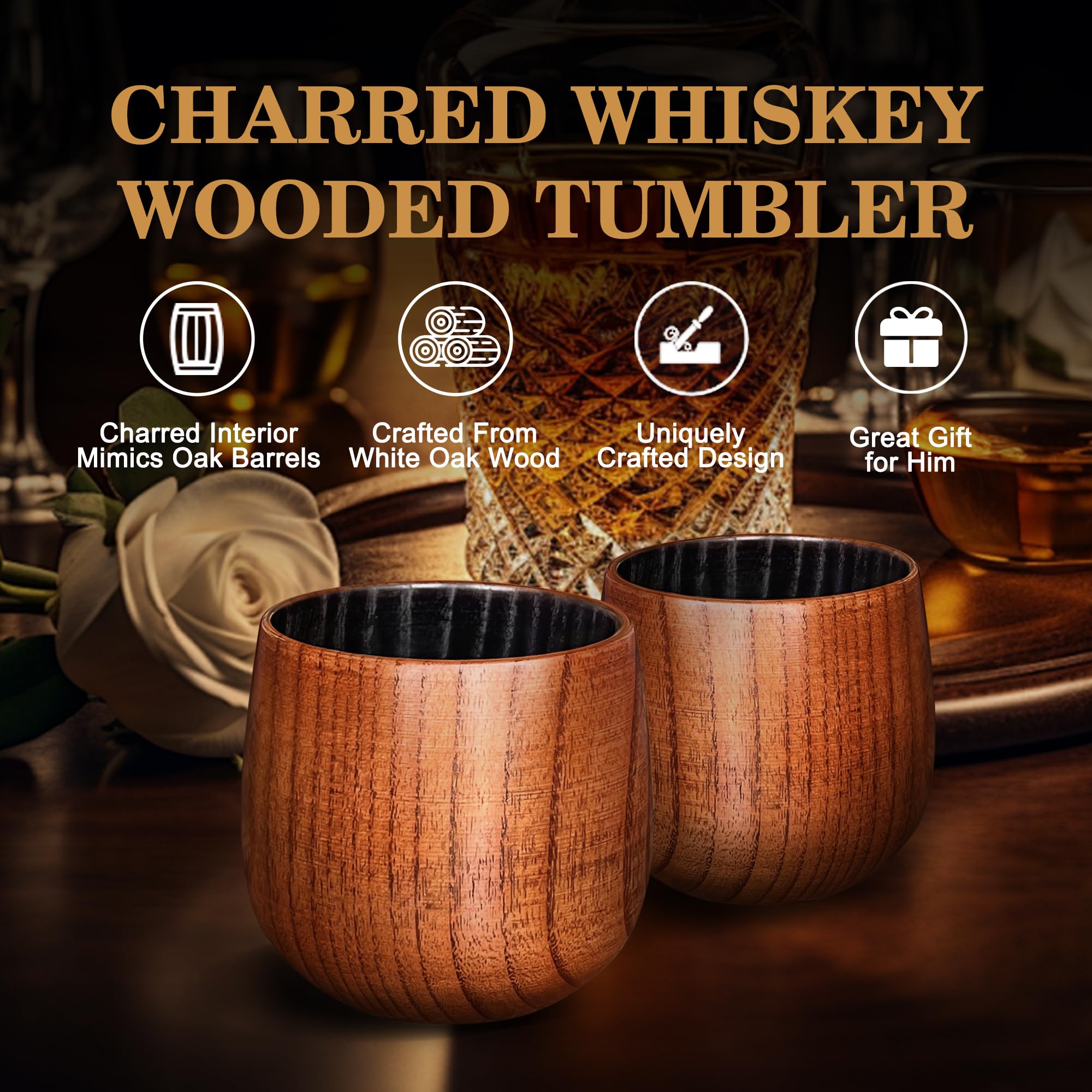 HWISDMIG wooden-old-fashioned-glass-10oz shows warm tones for everyday sipping.