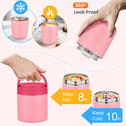 HWONMTE 10.5oz insulated food jar keeps meals warm or cold for hours
