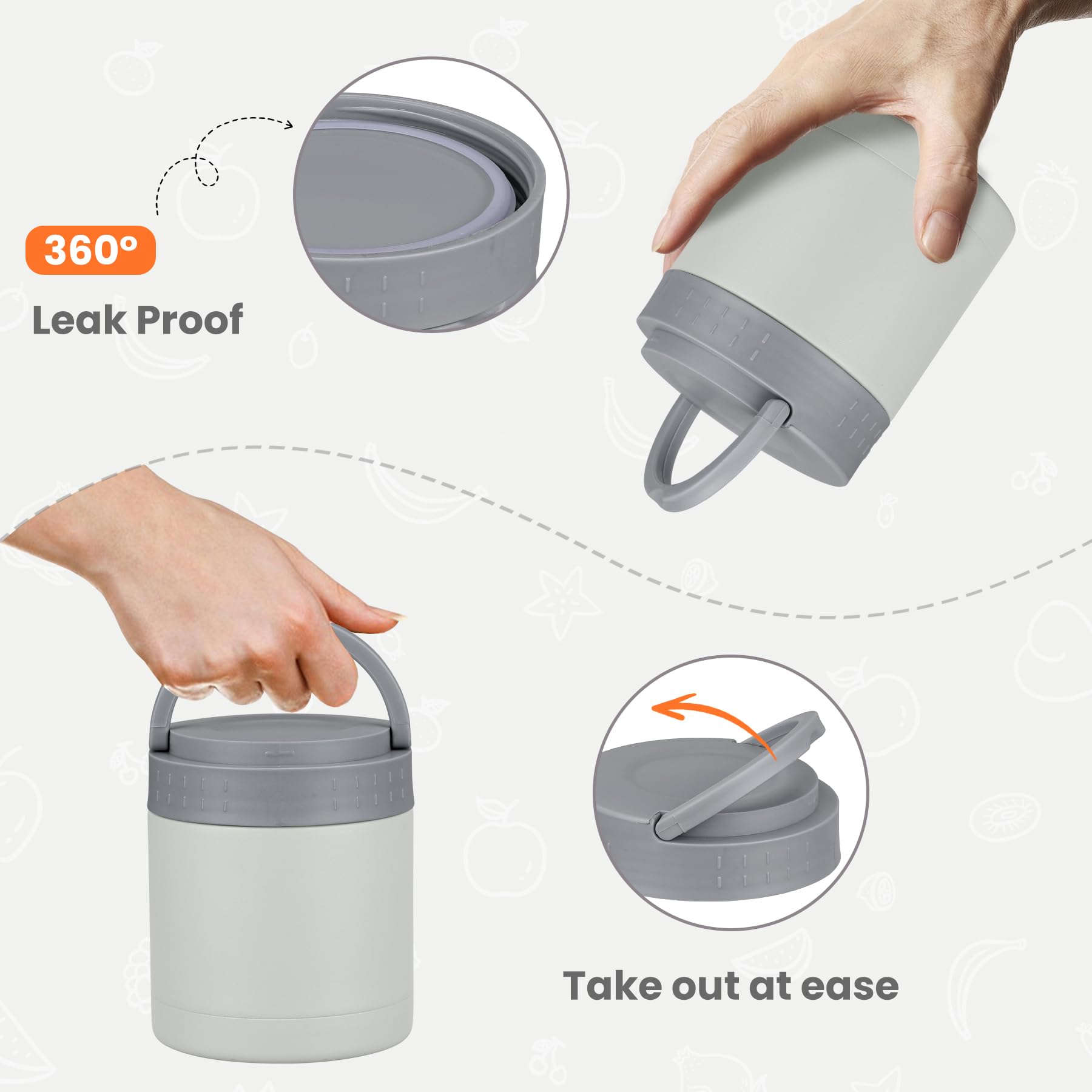 HWONMTE lid with invisible handle gray enables easy carrying