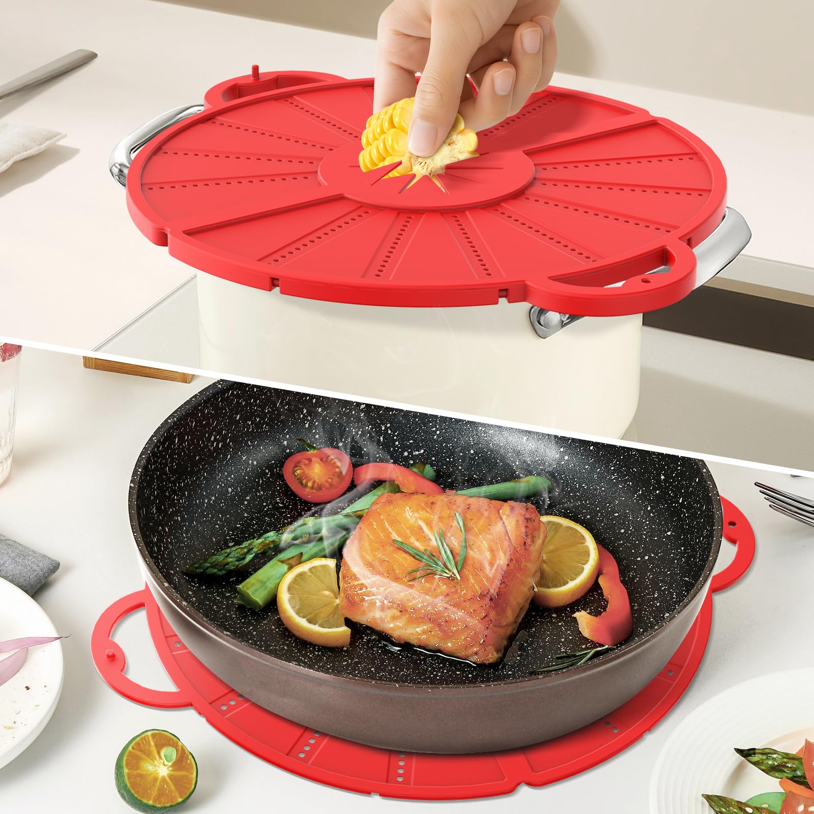HWXQJJHONEY multi-use splash guard protects countertops during high-heat cooking
