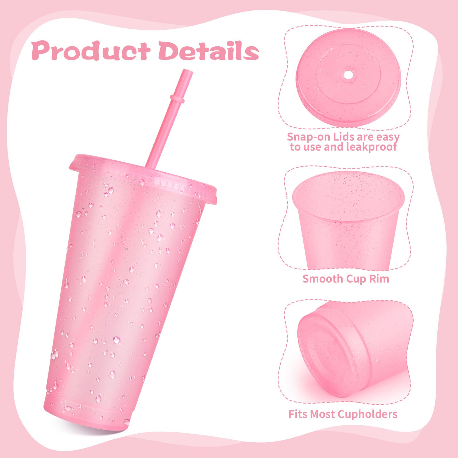 Lids and straws help keep drinks contained during travel and events.