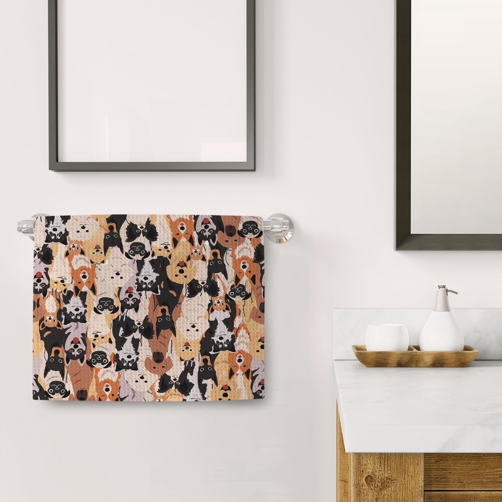 Hxlac dog mom towel design with vibrant print for kitchen or bathroom use