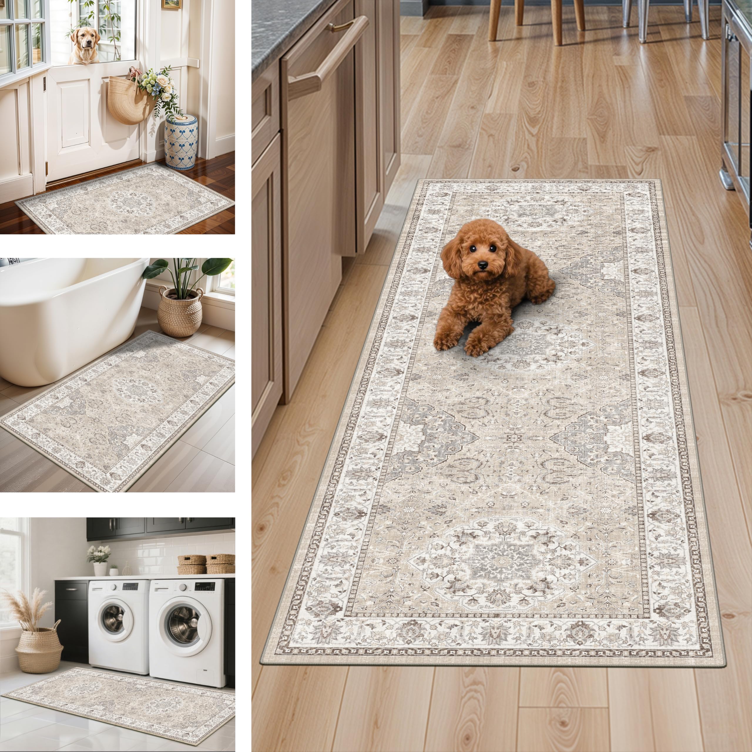 HY HAO YUN LAI dog-bowl area protection rug guards floors from spills.