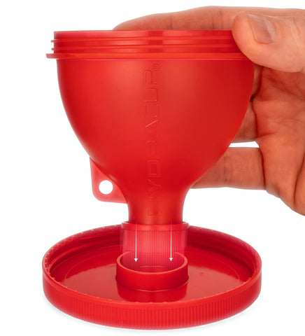 Hydra Cup ProStand six-pack funnels in bright colors for organized prep