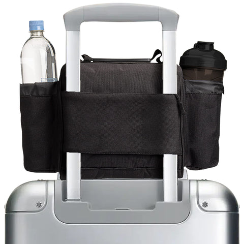 Hydra Cup trolley sleeve attaches to luggage for on-the-go transport