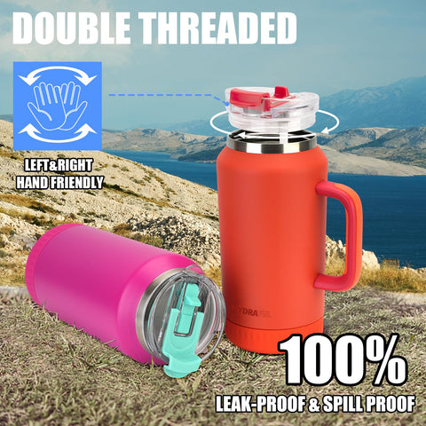 Hydraful 64oz tumbler 18/8 stainless steel for durability.