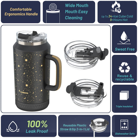 Hydraful 2-in-1 lid supports sipping or quick gulps