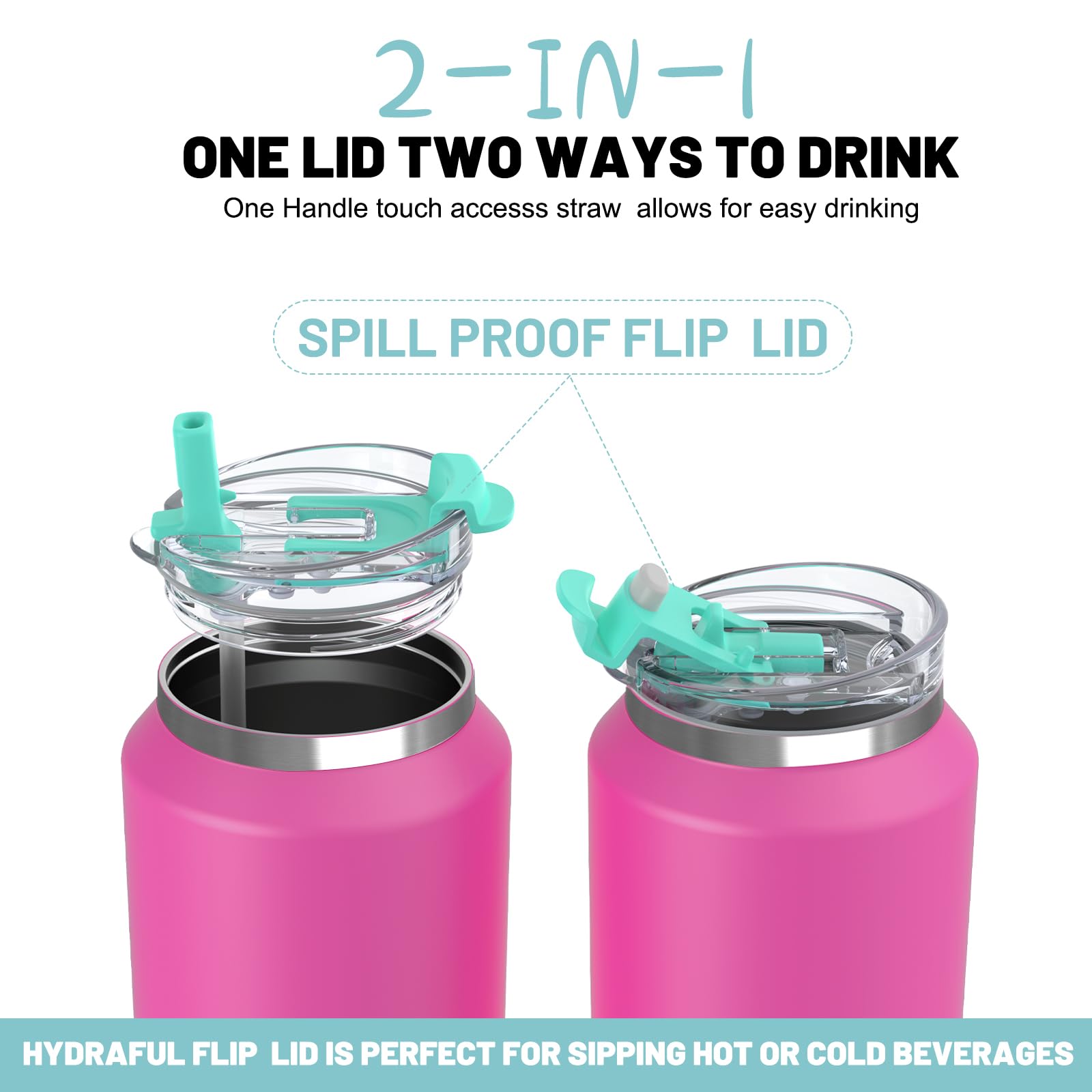 Hydraful 64oz tumbler detachable anti-slip base provides stable use.