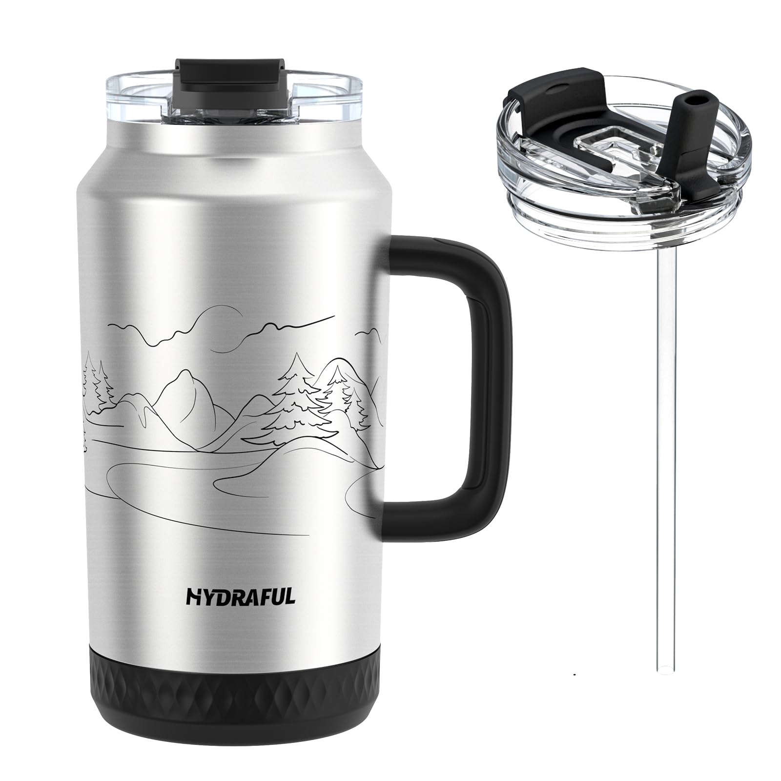Hydraful 64oz tumbler with handle and straw, ideal for on-the-go hydration.