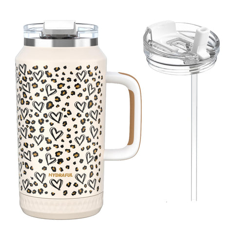 Hydraful 64oz tumbler with handle for a secure grip during workouts.