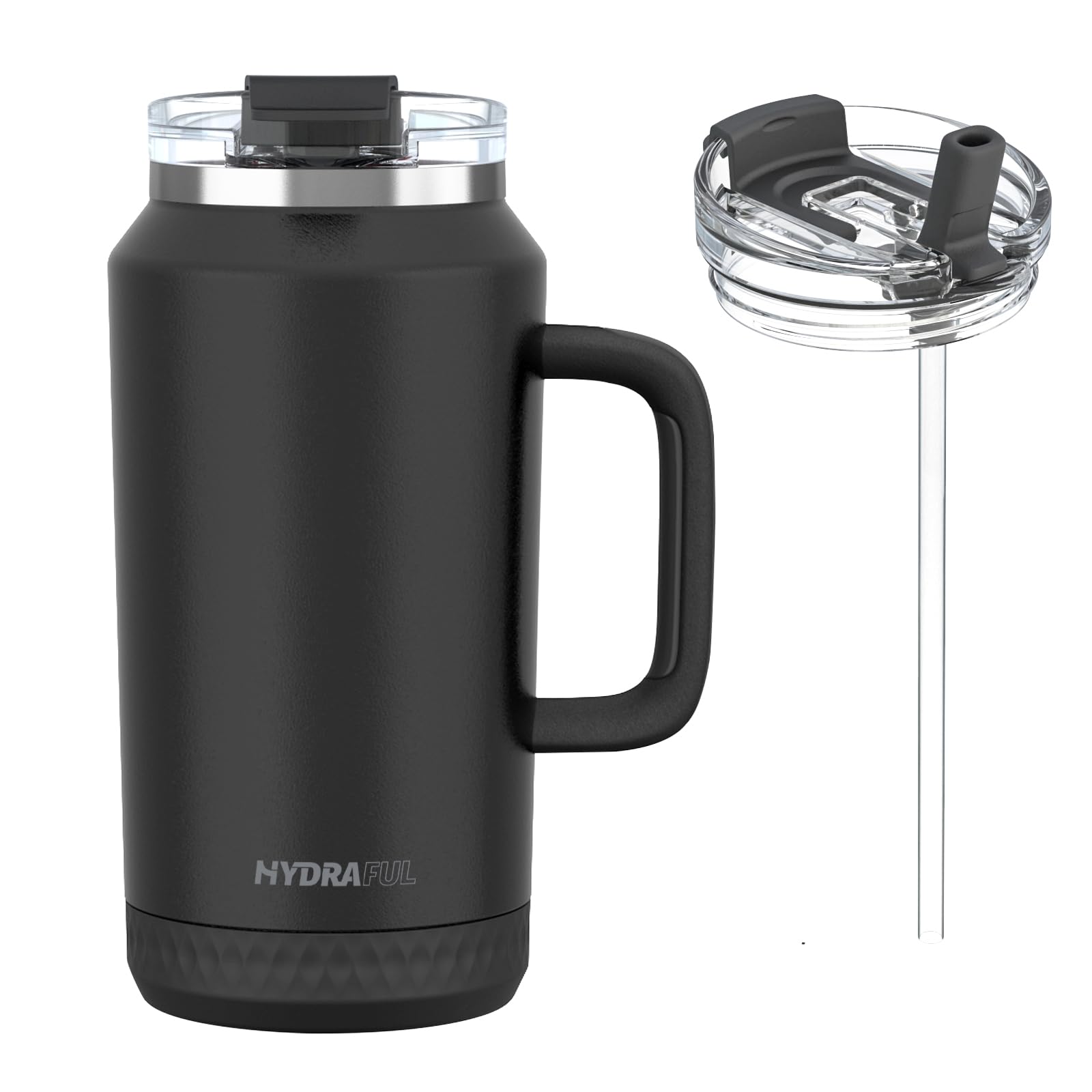 Hydraful 64oz tumbler with handle and straw, front view highlighting large capacity.