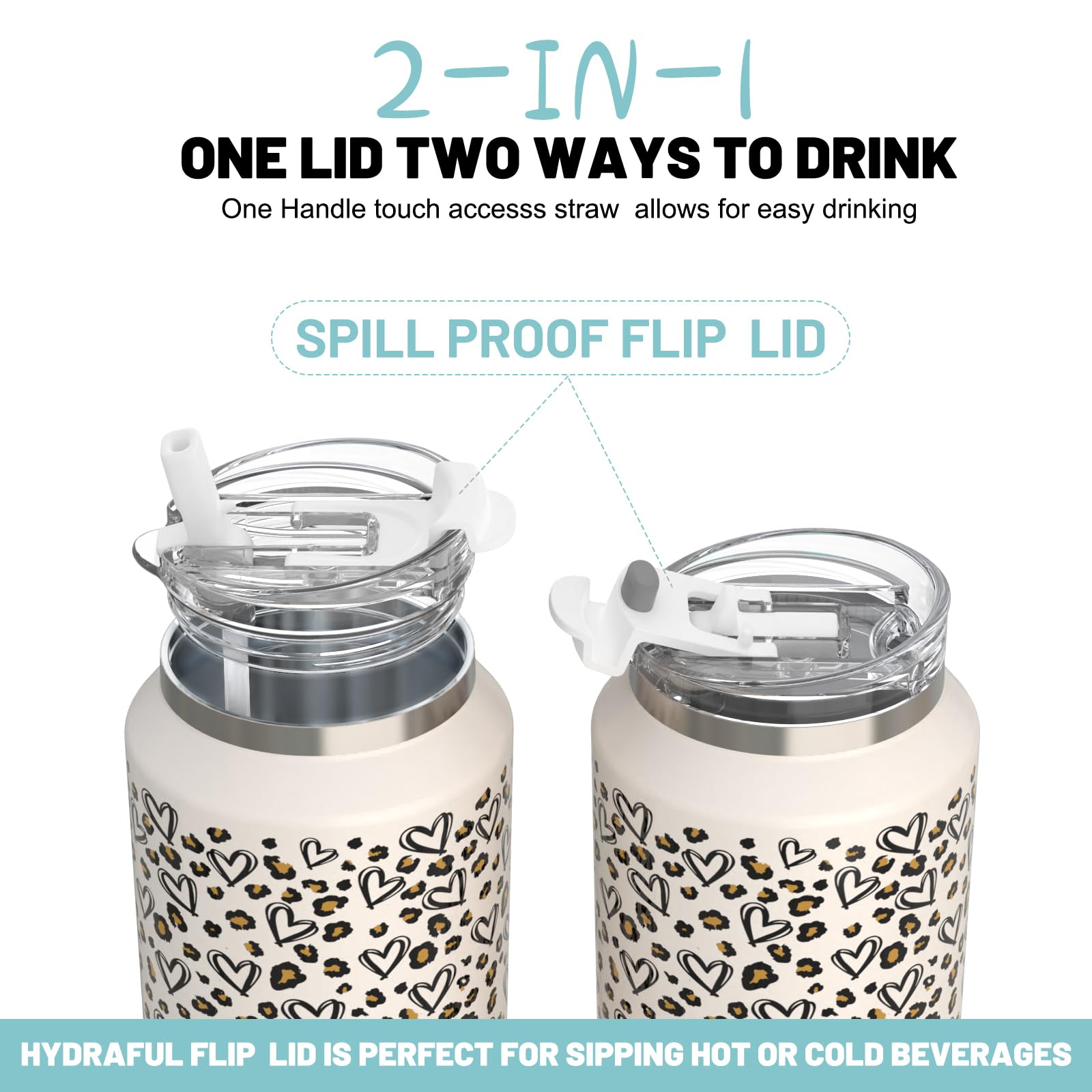 Hydraful double-wall insulation keeps drinks cold or hot without sweating