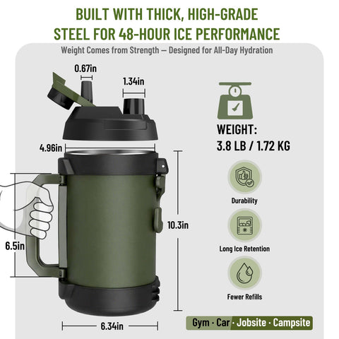 Hydraful gallon bottle sweat-free exterior during workouts.