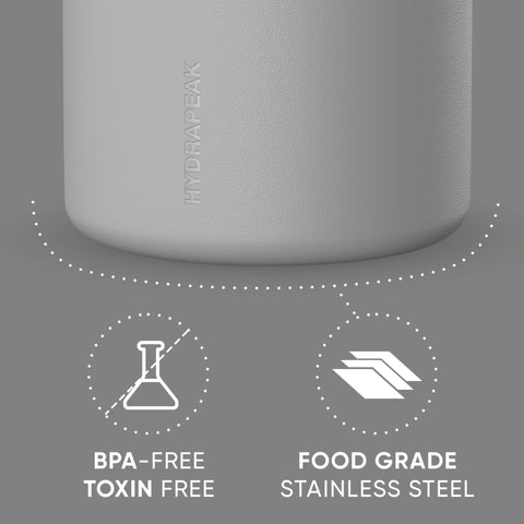 Hydrapeak stainless steel vacuum jar lid grey shows secure seal.