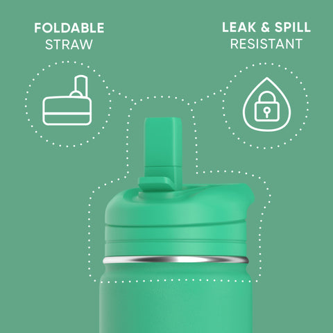 Close-up of Hydrapeak straw lid in jade for smooth sipping.