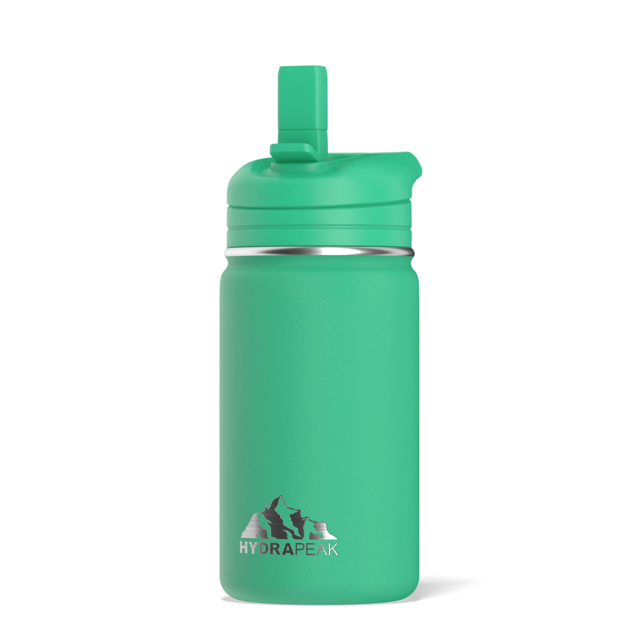 Hydrapeak mini 14oz bottle with straw lid in jade for on-the-go hydration.