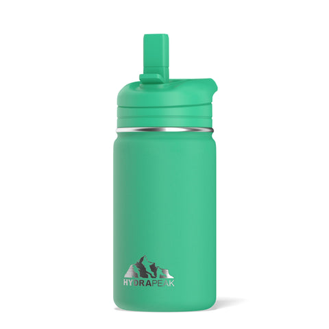 Hydrapeak mini 14oz bottle with straw lid in jade for on-the-go hydration.