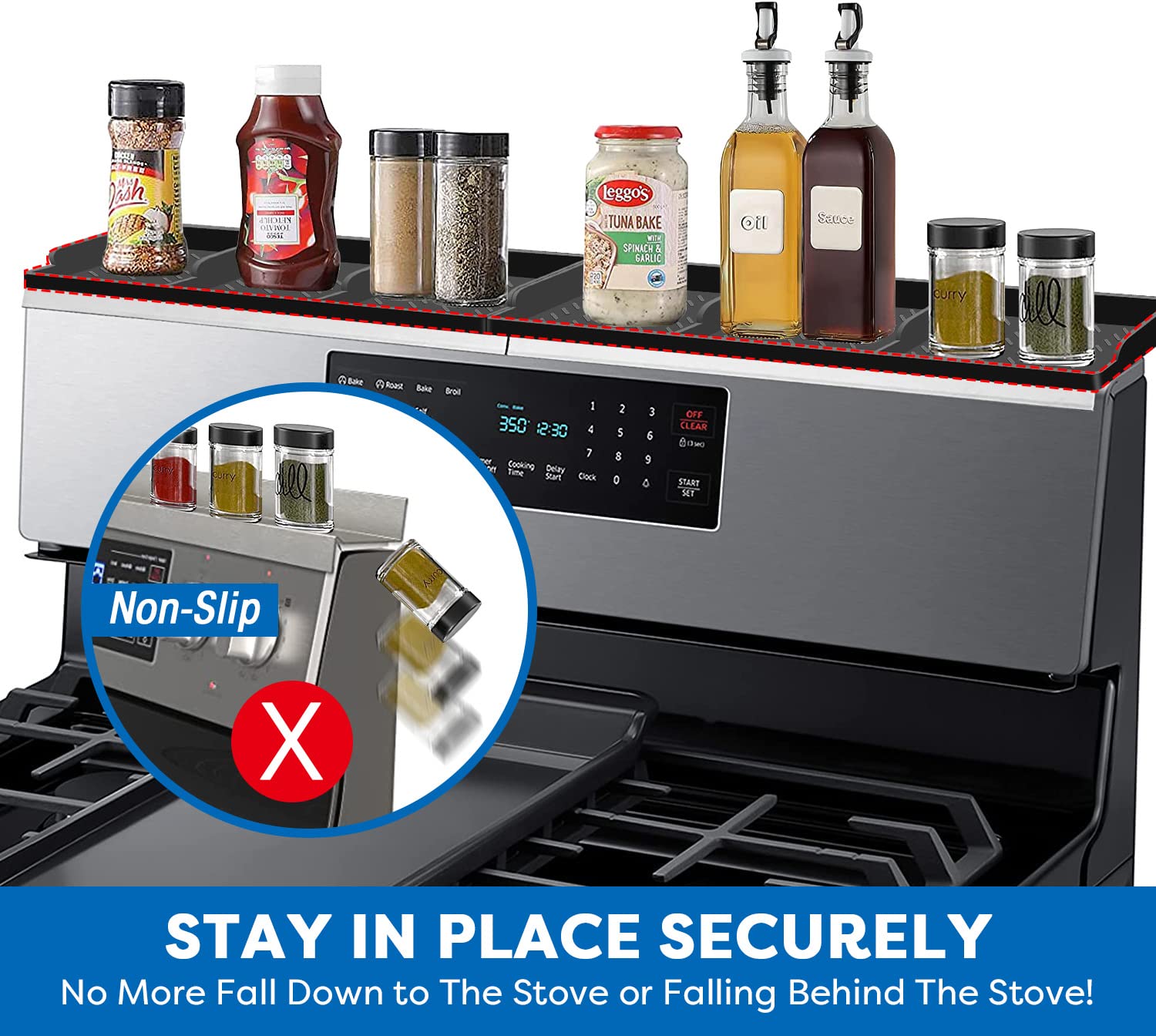 Hydream easy-clean shelf keeps stove area tidy and simple to wipe.