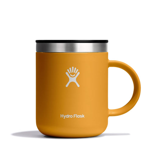 Hydro Flask 12 oz Mug Fossil closeup showing leak-resistant lid and insulation.