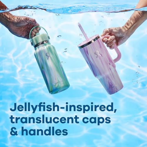 Hydro Flask jelly pink bottle shows vibrant color while storing ice.