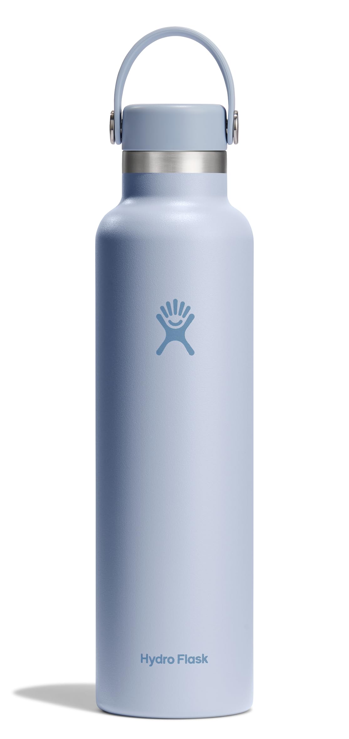 Hydro Flask 24 oz Surf Blue bottle front view highlighting durable stainless steel