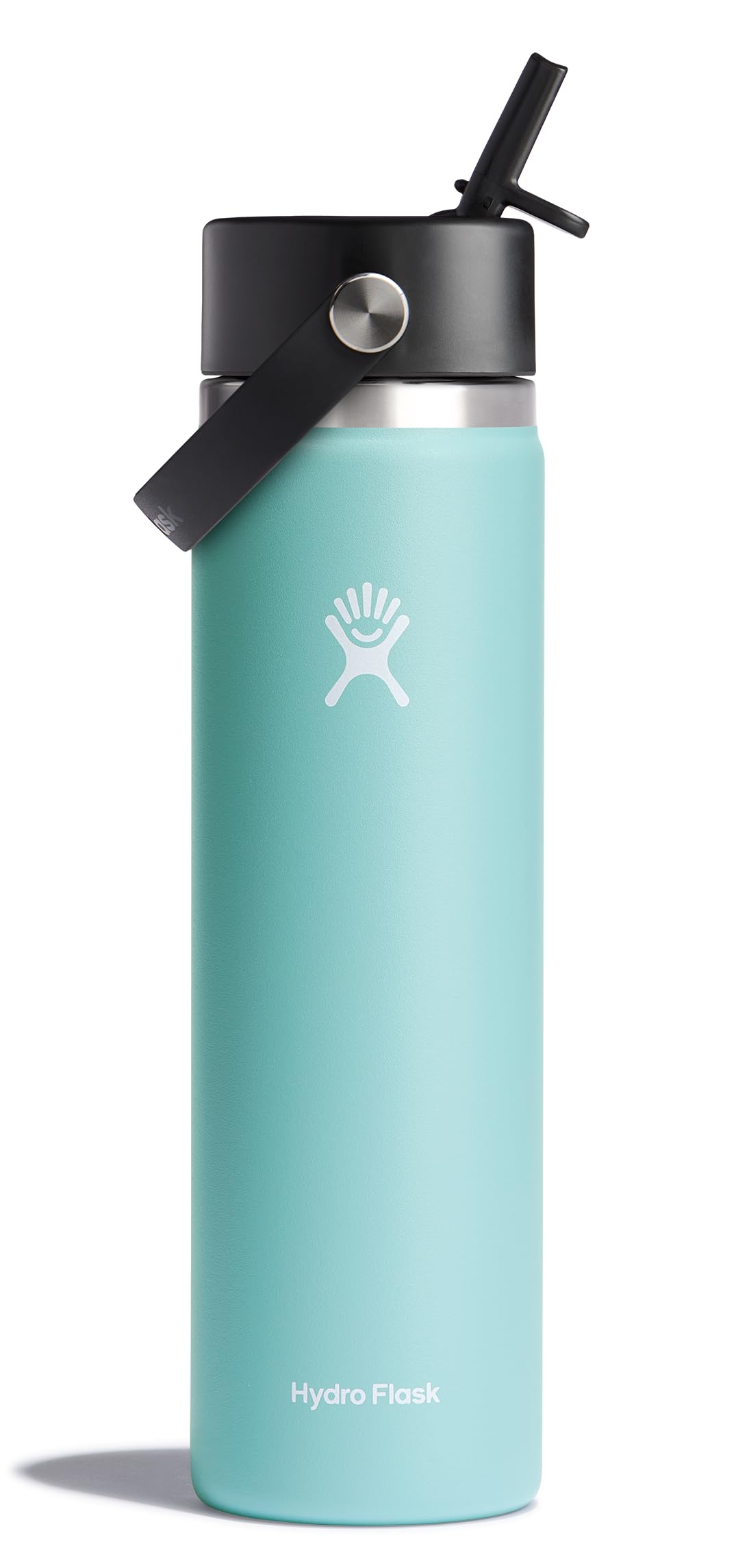 Hydro Flask 24oz Wide Mouth with Flex Straw Cap enables easy filling and sipping.