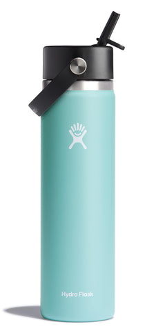 Hydro Flask 24oz Wide Mouth with Flex Straw Cap enables easy filling and sipping.