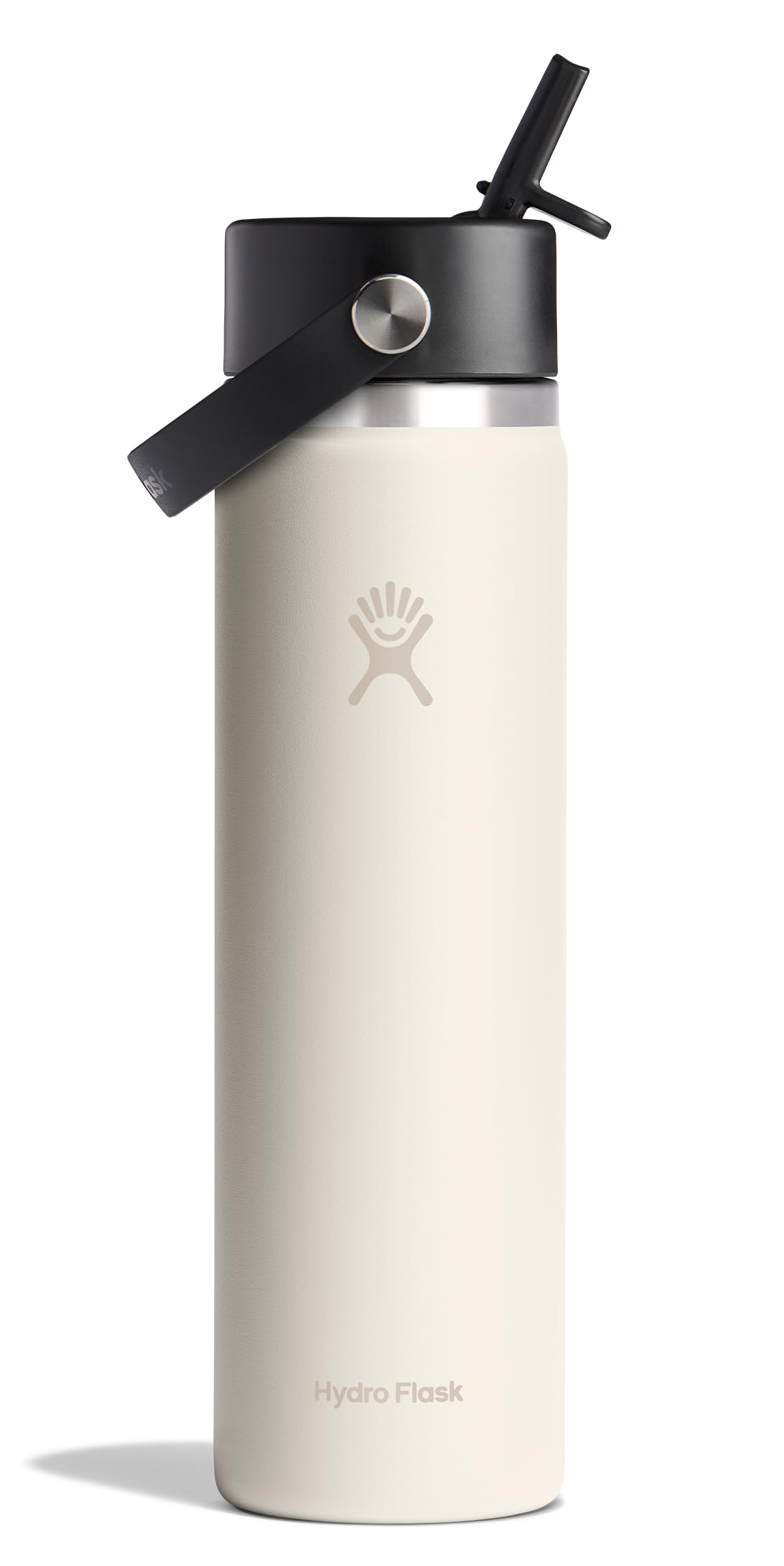 Hydro Flask 24oz ivory bottle with wide mouth for easy filling and sipping on the go.