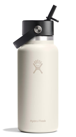 Hydro Flask 32 oz ivory wide-mouth bottle for on-the-go hydration.
