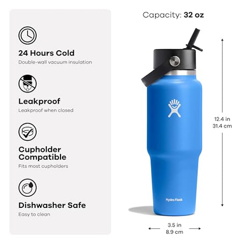 Hydro Flask 32 oz wide bottle cupholder fit, easy on the go.