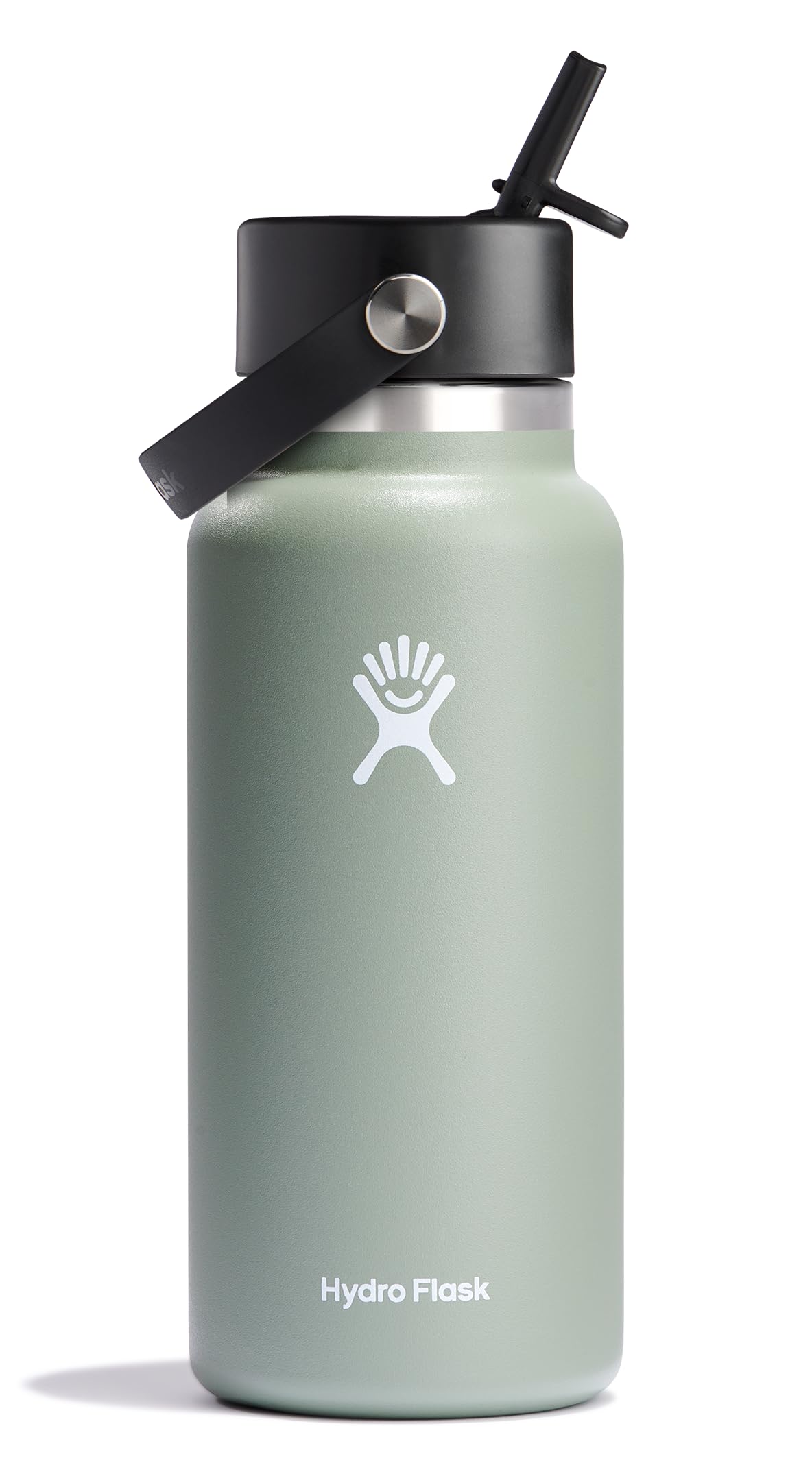 Hydro Flask 32 oz Wide Mouth Agave with Flex Straw Cap keeps drinks cold.