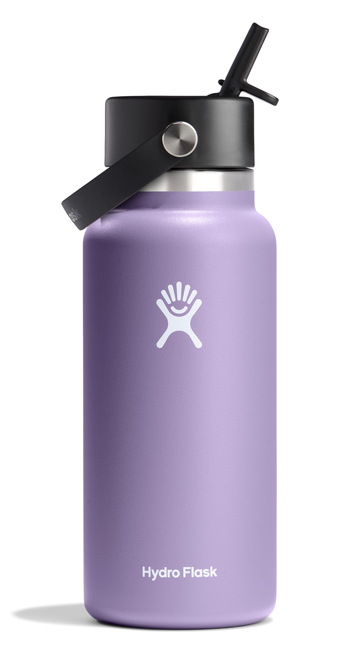 Hydro Flask 32 oz wide-mouth bottle with leakproof cap keeps drinks cold for 24 hours.