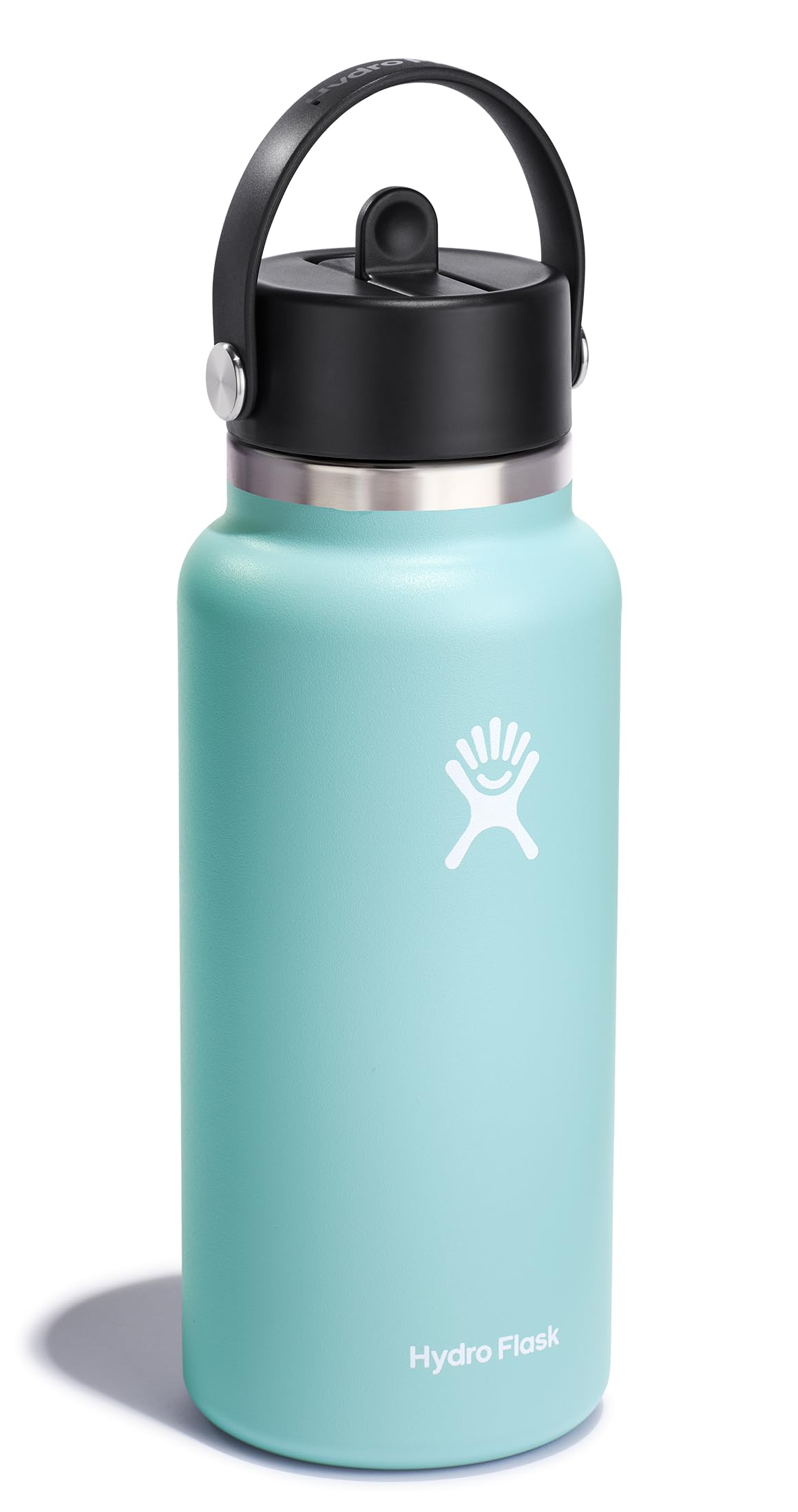 Hydro Flask 32 oz wide mouth ice-fill being poured for easy ice addition